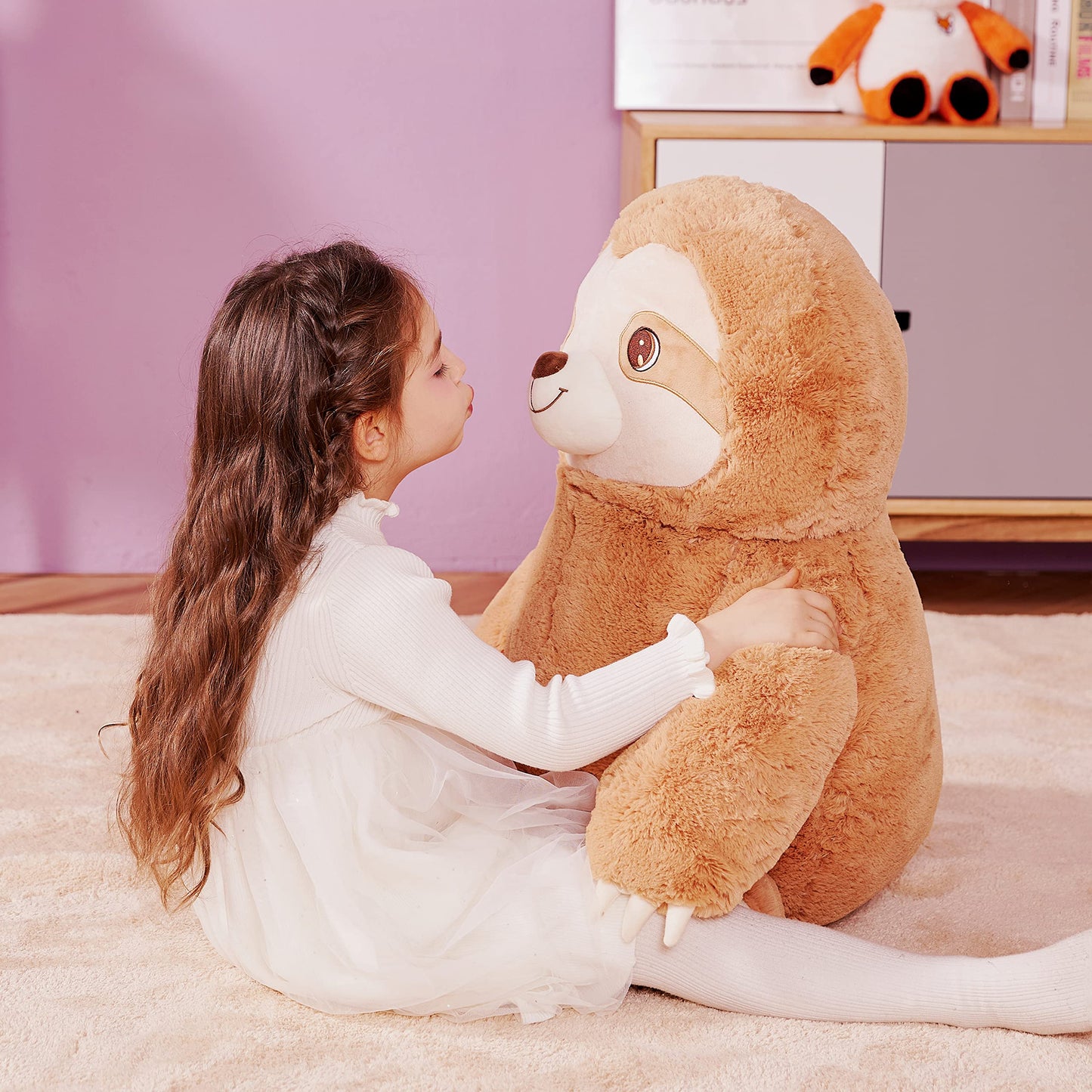 IKASA Giant Sloth Plush Toy, 30" Jumbo Soft Polyester Stuffed Animal, Cute Sloth B
