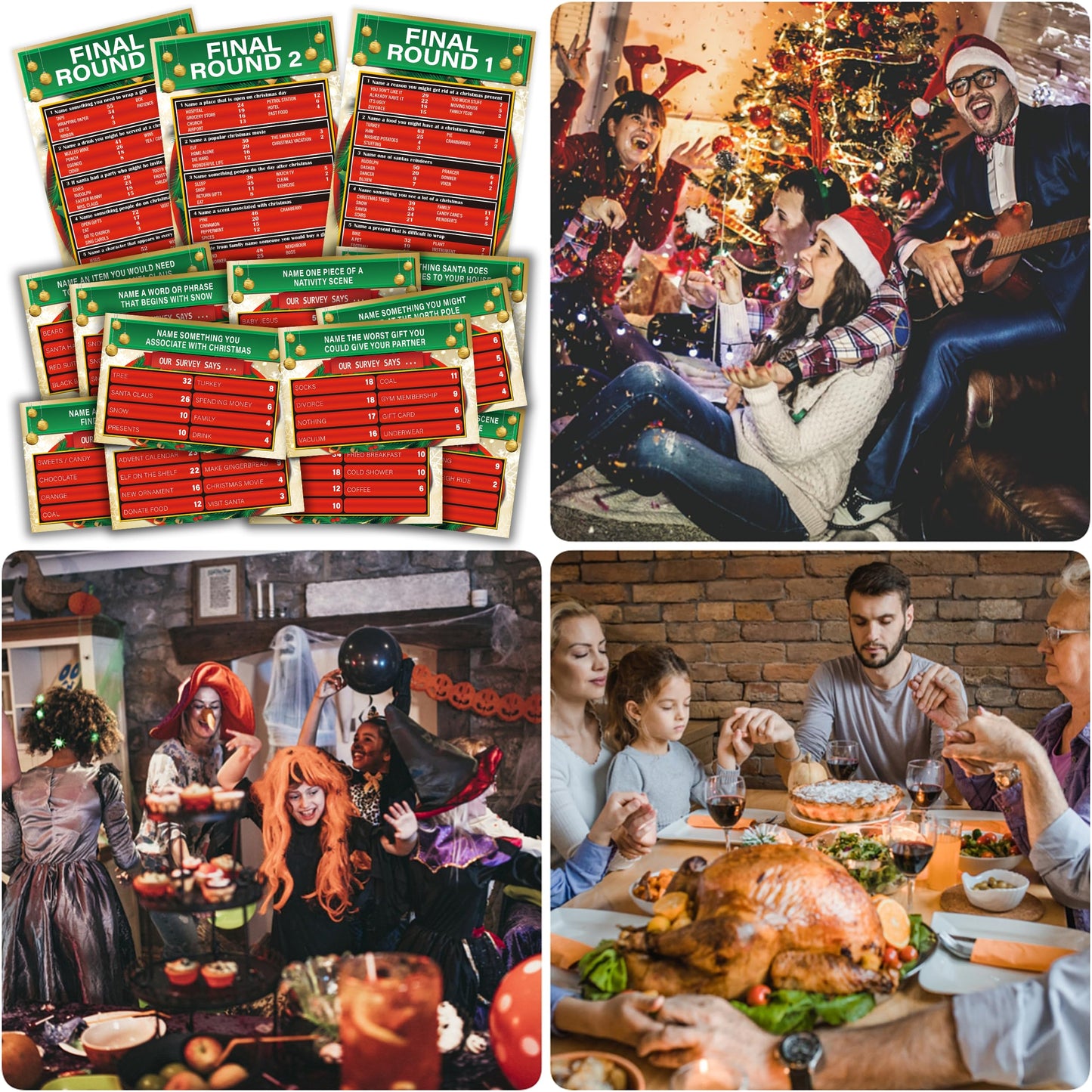 TCJIU Christmas Friendly Feud Quiz Christmas Friendly Feud Game Shower Games Trivia Games for Family Fall Winter Family Feud Style Game I7