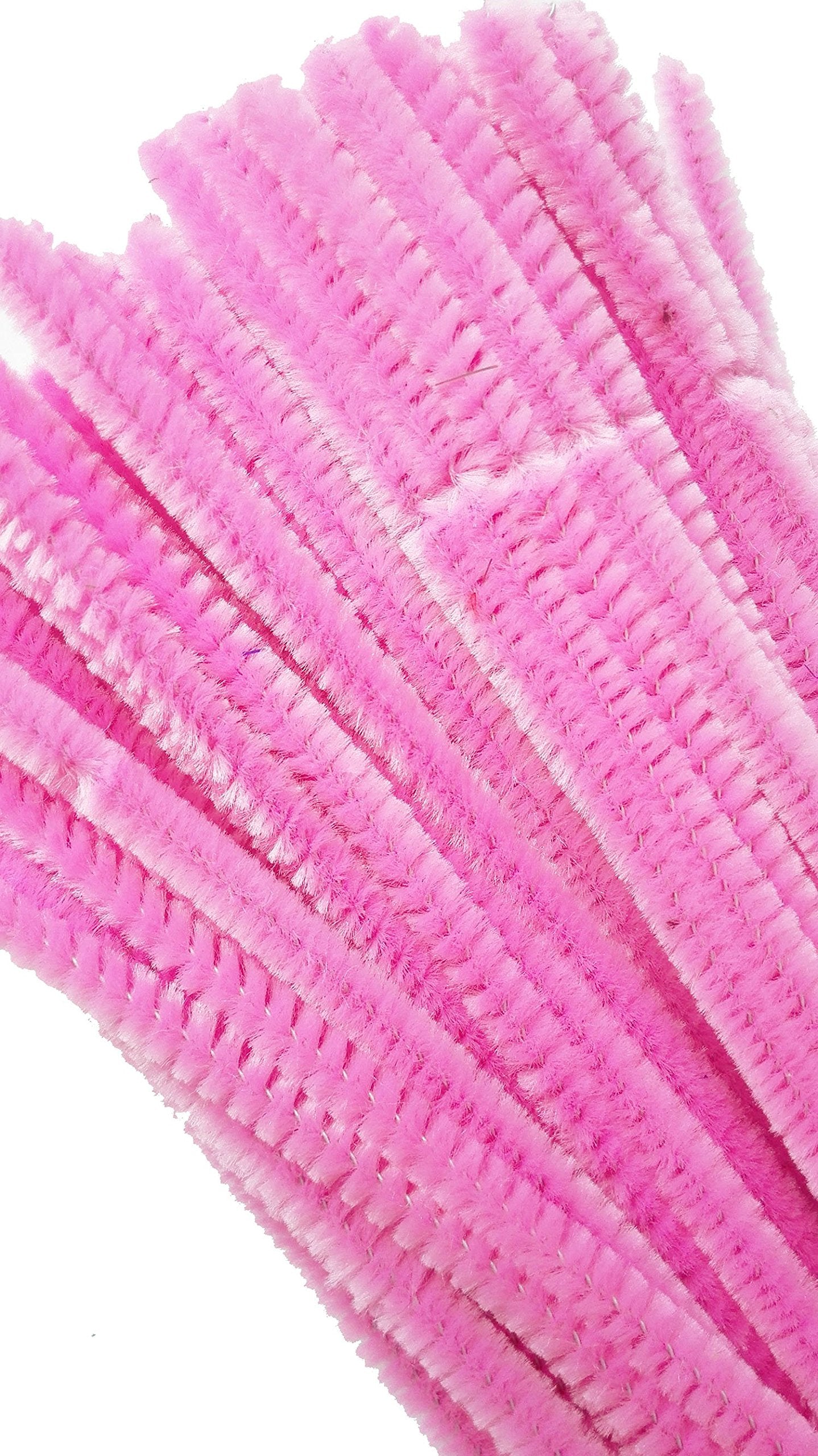 Carykon Super Fuzzy Chenille Stems Pipe Cleaners, Pack of 100 (Pink)