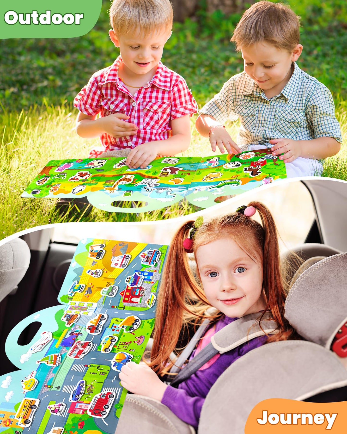Walenced Jelly Reusable Sticker Book For Toddlers 2-4 Years, 3 Sets Stickers For Kids, Toddler Sticker Book Ages 1-3, 104 Pcs To