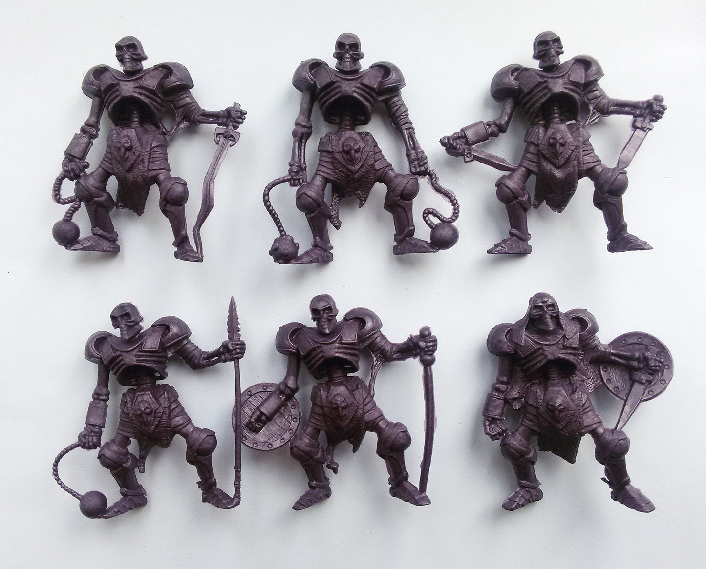 Timplxy Fantasy Battles Skeletons 54mm Plastic Miniatures - 6 DND Figures, Purple, Model 43222-3947