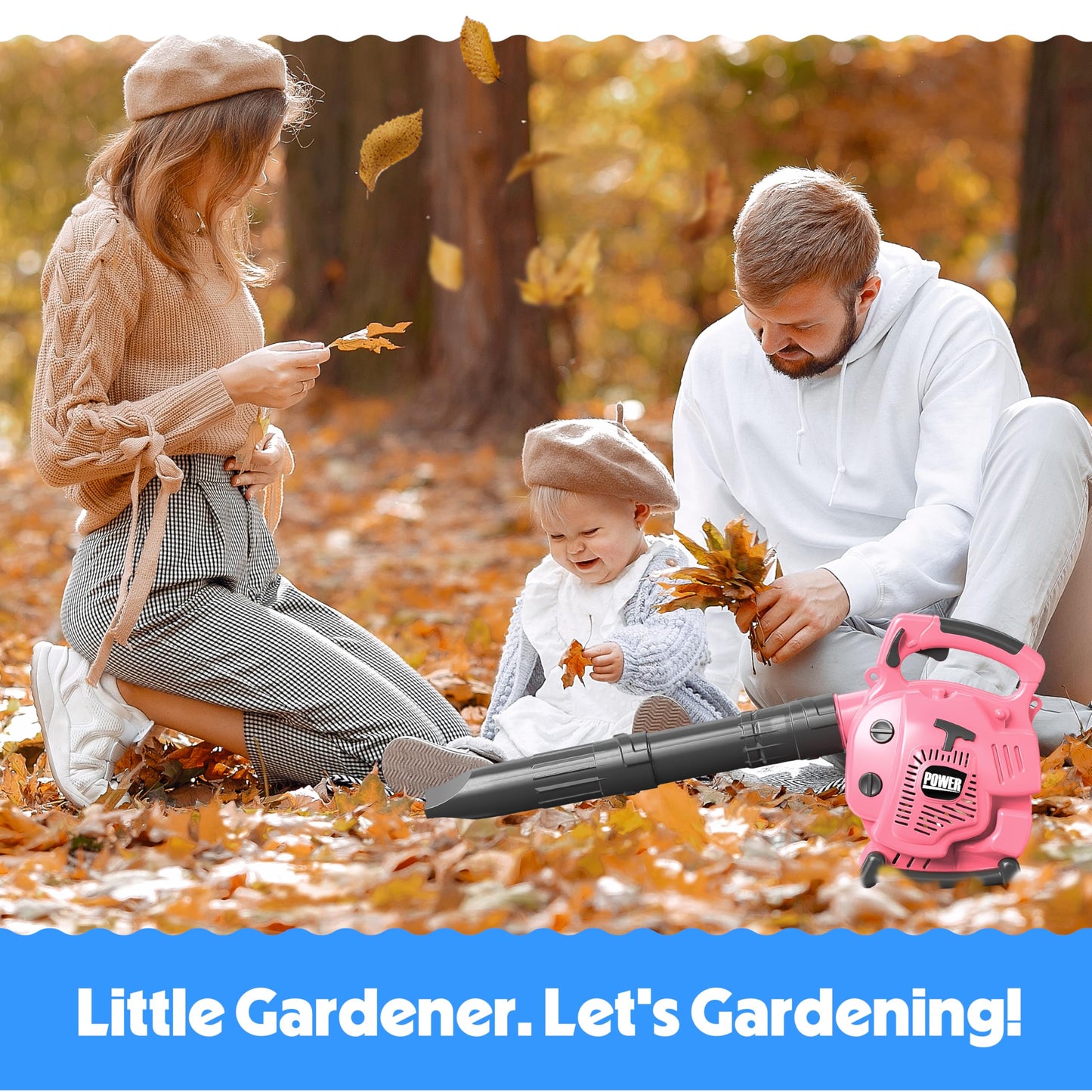 Toy Choi'S Leaf Blower Toy Tool Pretend Play Series,Pink Outside Construction Toddler Toys With Saw,Outdoor Preschool Gardening Kids Tool Set Gift For 2 3 4 5 6 Boys And Girls