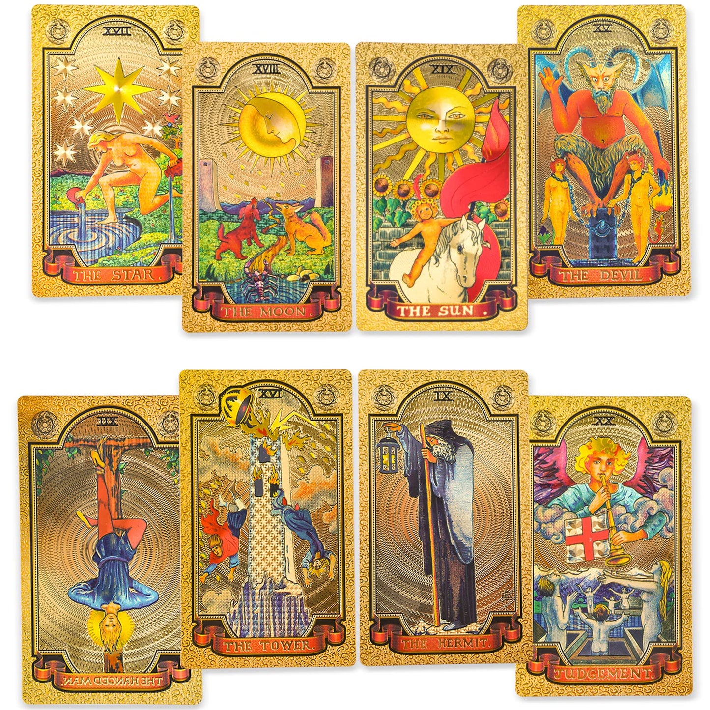 Kiino Tarot Cards 78 Luxury Gold Foil Tarot Deck With Guide Book Tarot Pvc Durable Waterproof Wrinkle Resistant Tarot Cards For