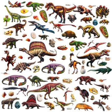 Funblast Dinosaur Stickers For Kids 4 Sheets, 80 Pcs Puffy Stickers For Kids, Cute 3D Kawaii Sticker For Boys, Aesthetic Foam S