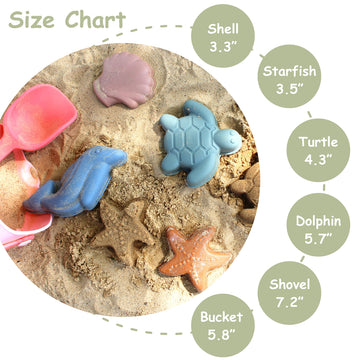 Silicone Beach Toy for Kids - Travel Friendly Sand Toy - Building Sand Castles with Collapsible Sand Bucket, Rounded Shovel and