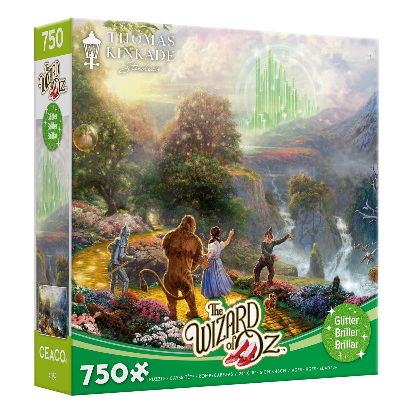 Ceaco - Thomas Kinkade - The Wizard Of Oz - Dorothy Discovers Emerald City - 750 Piece Glitter Jigsaw Puzzle