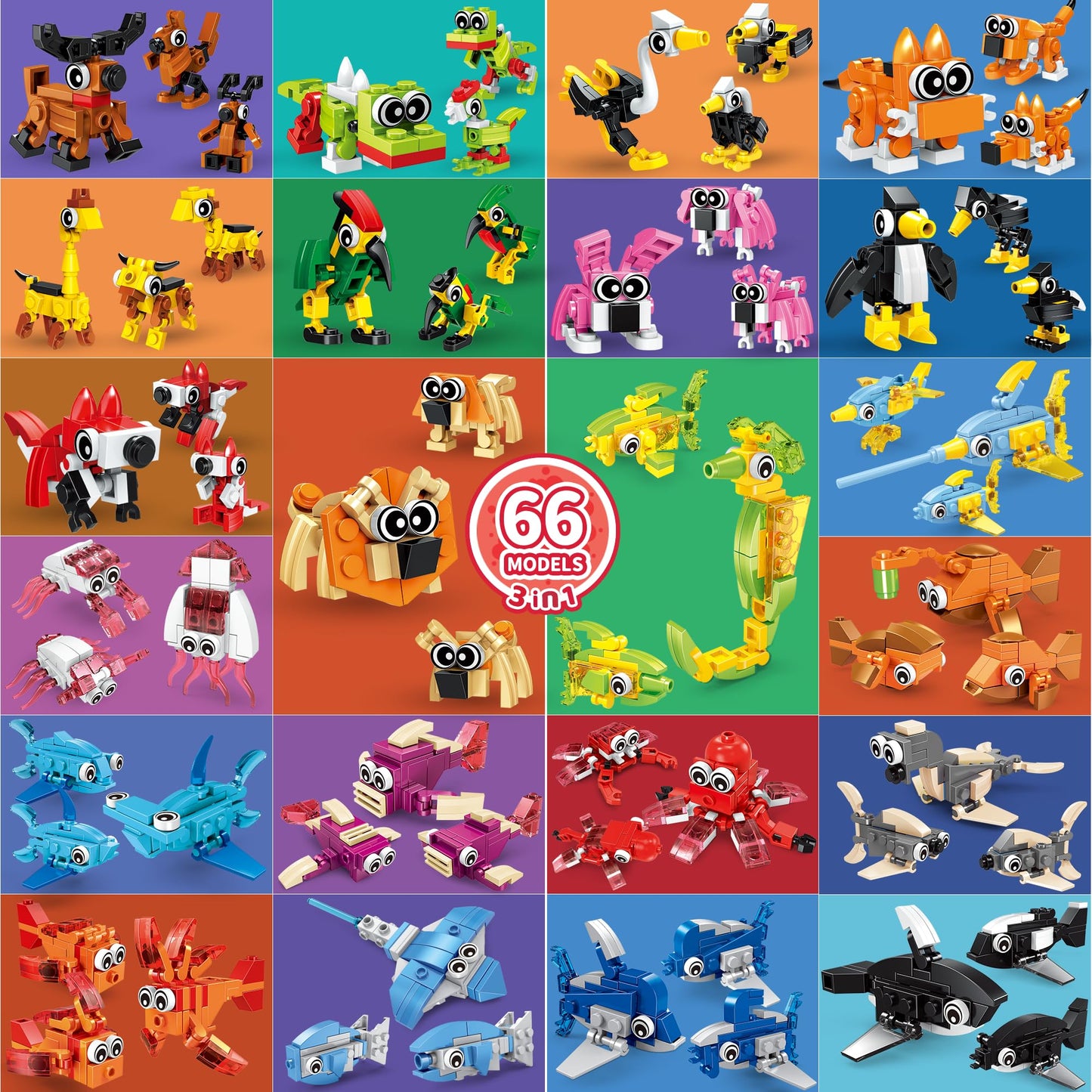 Party Favors For Boys Girls Ages 6 8 10 12, 22 Pack Animals Building Block Toy Stocking Stuffers Classroom Prizes Goodie Bags Bu