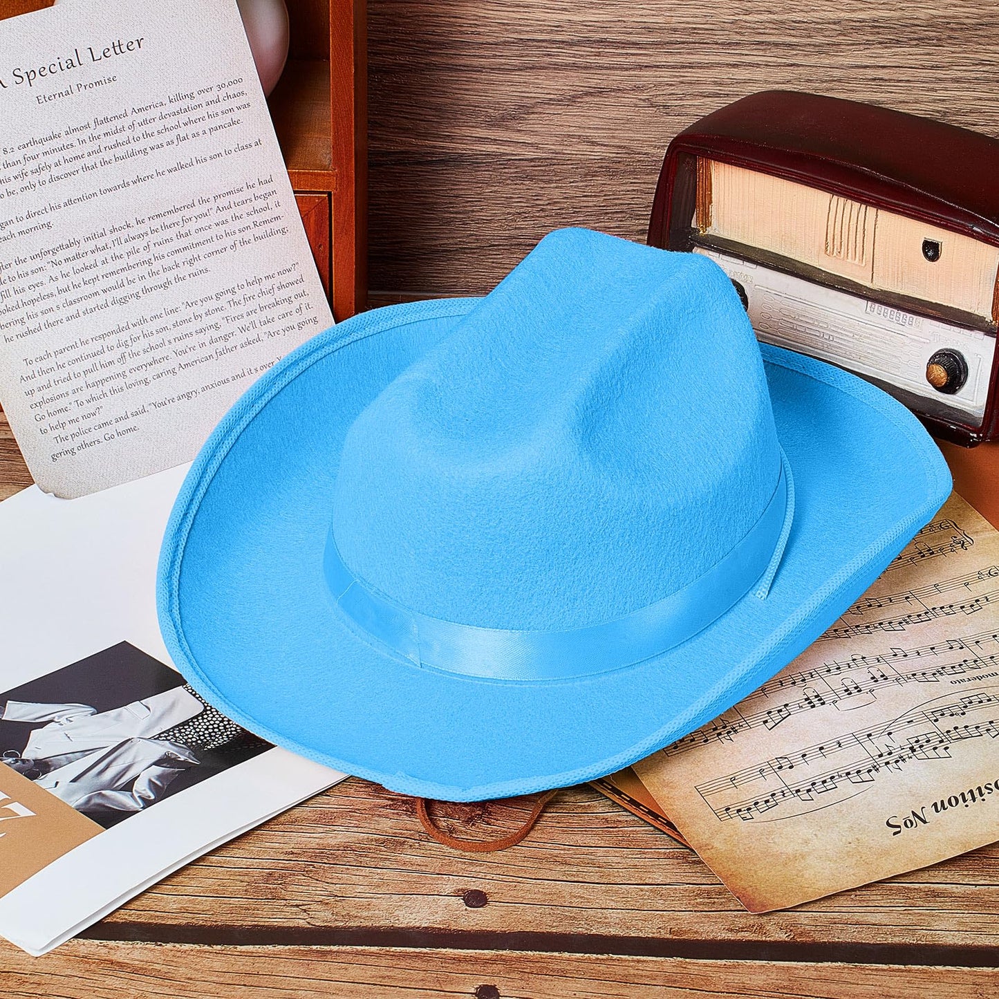 Hercicy 6 Pcs Kids Cowboy Hat Cowgirl Western Hat For Boys And Girls Dress Costume, Bachelor Party Supplies (Blue)