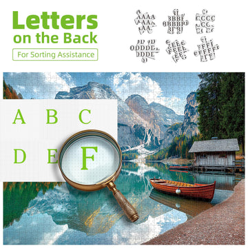 Braies Lake Jigsaw Puzzles 1000 Pieces Nature Landscape Puzzles For Adults 1000 Pieces With Letters On Back Hard Impossible Diff