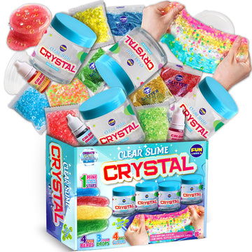 35.16 Fl Oz Clear Slime For Kids 6-12, Funkidz 4 Pack Huge 1040 Ml Glassy Slime Pack Toy Premade Water Crystal Slime Kit For Girls Boys Party Gift