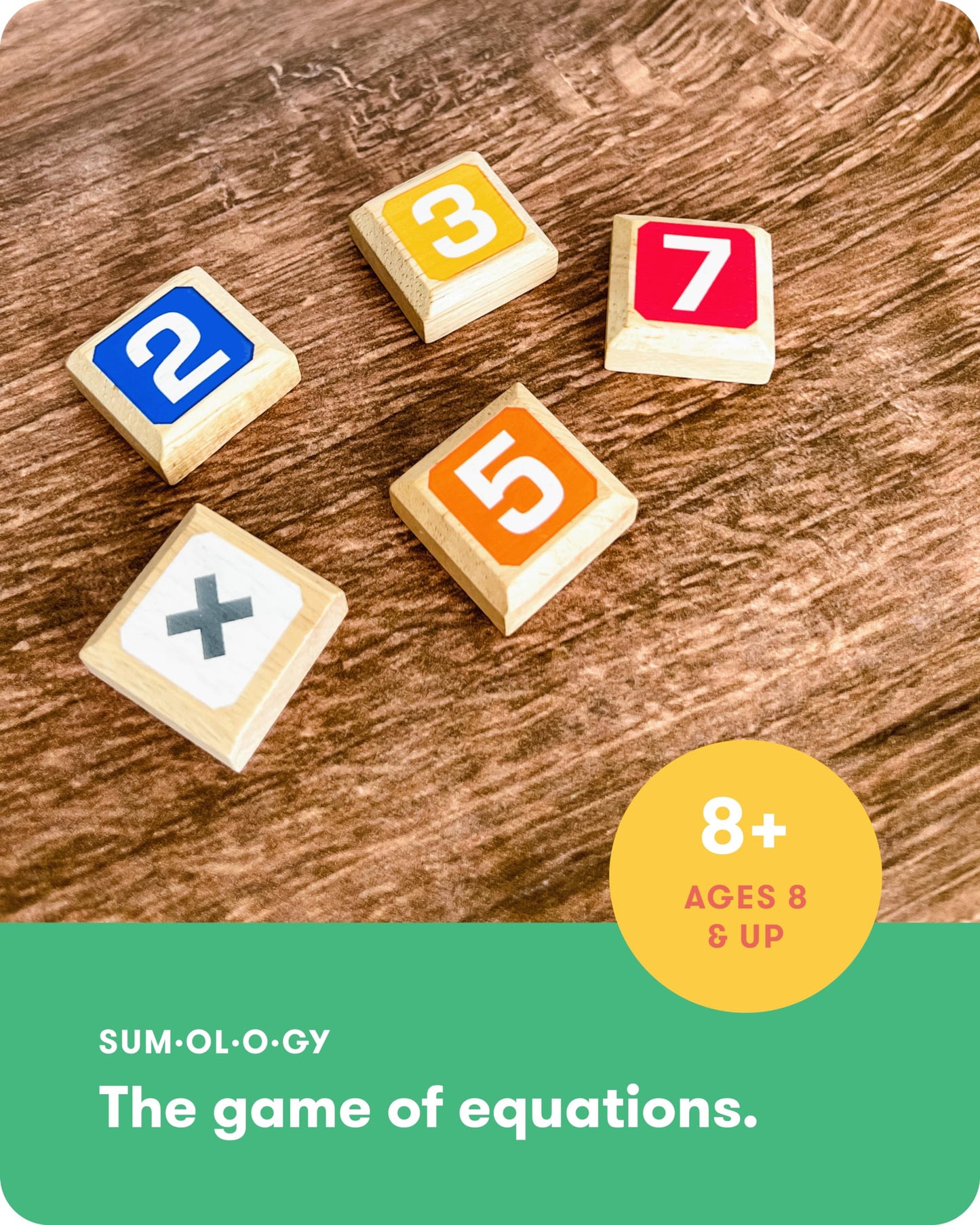 SimplyFun Sumology Math Game - Fun Math for Kids 8-12 - Practice Addition, Subtraction, Multiplication, Division - 2+ Players - Wood