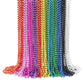 72 PCS Metallic Silver Bead Necklaces, 33 Inch 7 mm Mardi Gras Beads Bulk Round Beaded Necklaces Costume Necklace for Mardi Gras