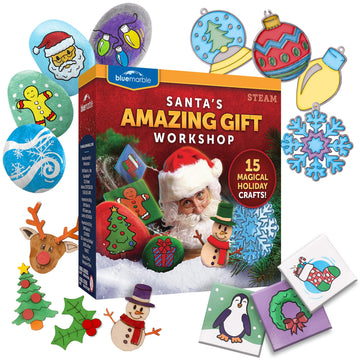 Santas Christmas Craft Kit for Kids - 15 Magical Christmas Crafts for Kids, Make Suncatchers, Paint Holiday Rocks, Make Magnets