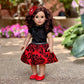 Holiday Spirit - 3 Piece 18 Inch Doll Outfit - Holiday Red Taffeta Party Dress With Red Shoes And Headband - (Doll Not Included)