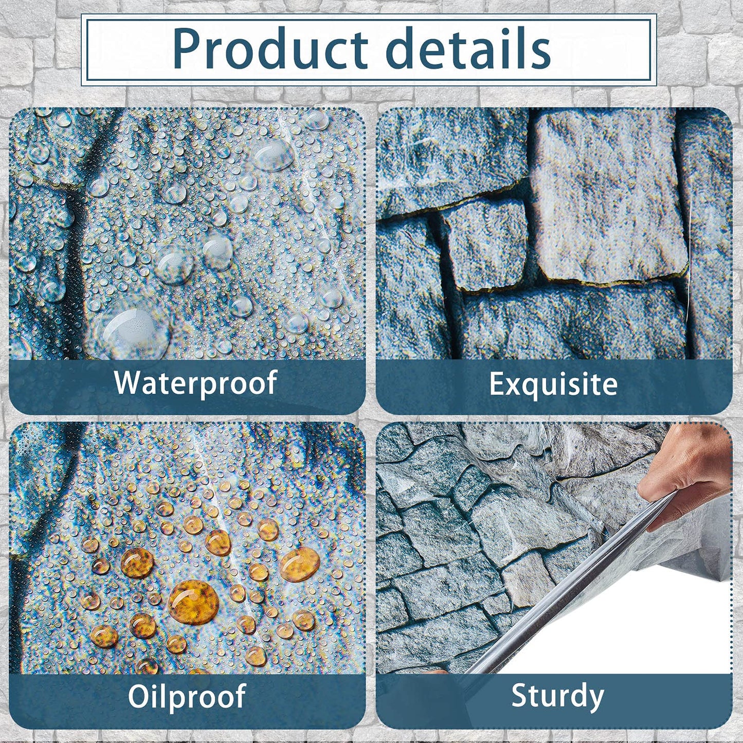 3 Packs Cobblestone Tablecloth Stone Printed Table Cover Medieval Table Decoration Plastic Tablecloth Stone Brick Tablecovers fo