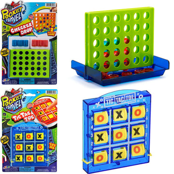 Ja-Ru Portable Tic Tac Toe & 4 In A Row Game (2 Toys In 1 Pack) Classic Retro Board Games | Mini Tic Tac Toe Party Favors For Ki