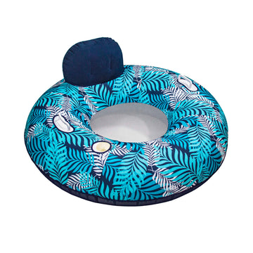 Aqua Leisure Oversized Supreme Lake Tube Float - Heavy Duty Adult Pool Chair Float - Blue/White Fern