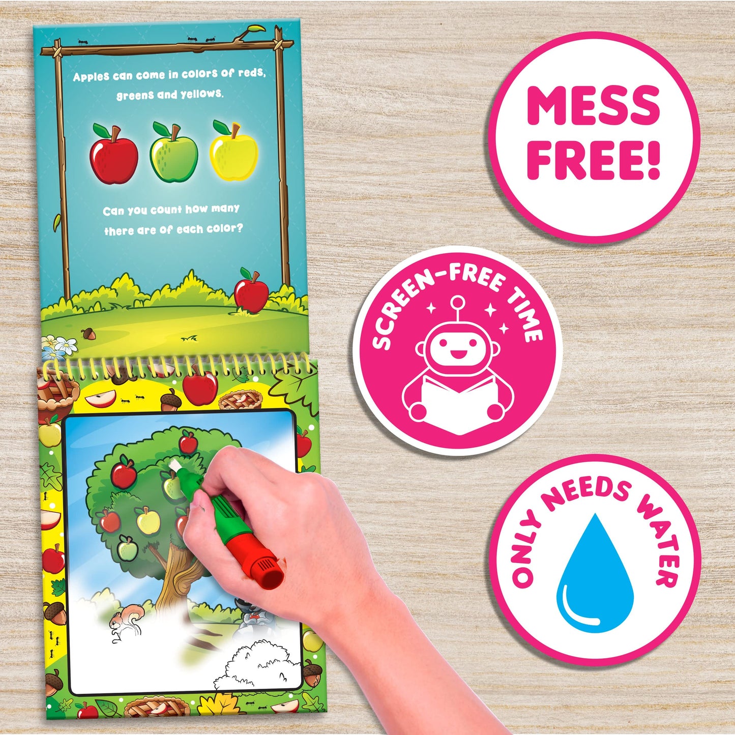 Scentco Water Magic - Scented Reusable Water Reveal Activity Books - No Mess, All Fun (Forest Friends And Ocean Friends)
