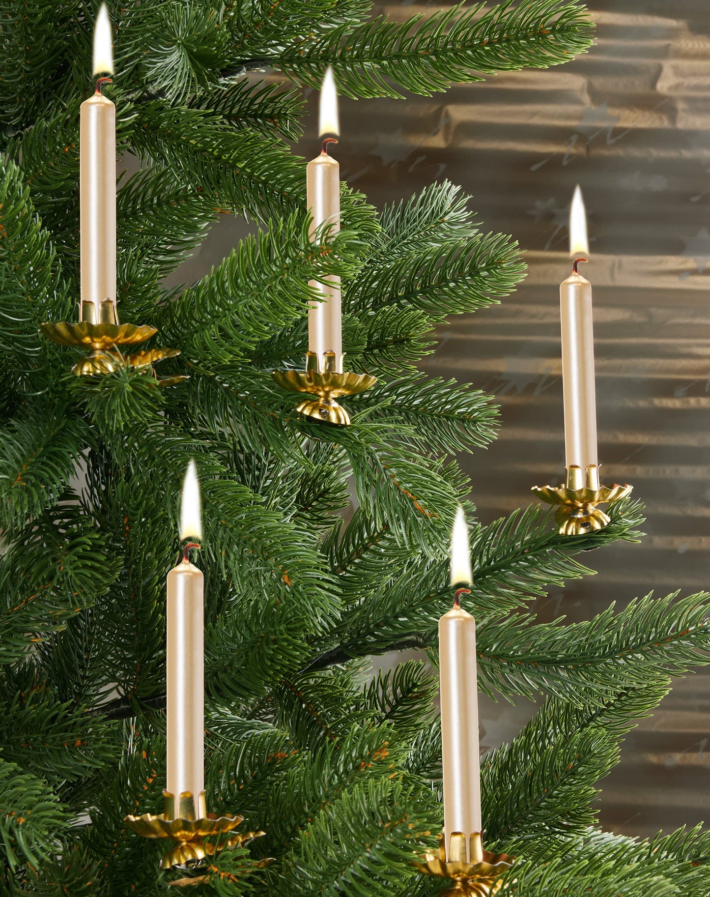 BRUBAKER Tree Candles - Pack of 20 - Pale Gold - 3 x  Inches - Made in Europe - Christmas Wax Candles for Pyramids, Carousels &