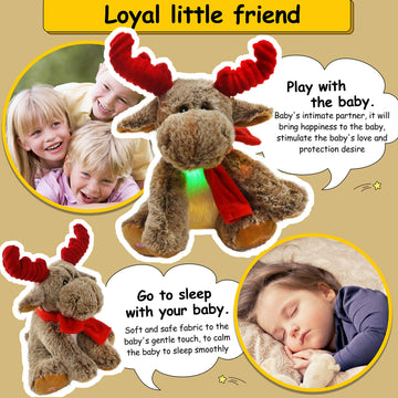 Bstaofy Led Musical Reindeer Christmas Stuffed Animal Creative Singing Elk Soft Plush Toy Night Light Up Colorful Cute Elk Plush Soft Lovely Toy Bedtime Doll Birthday Gifts, 12''