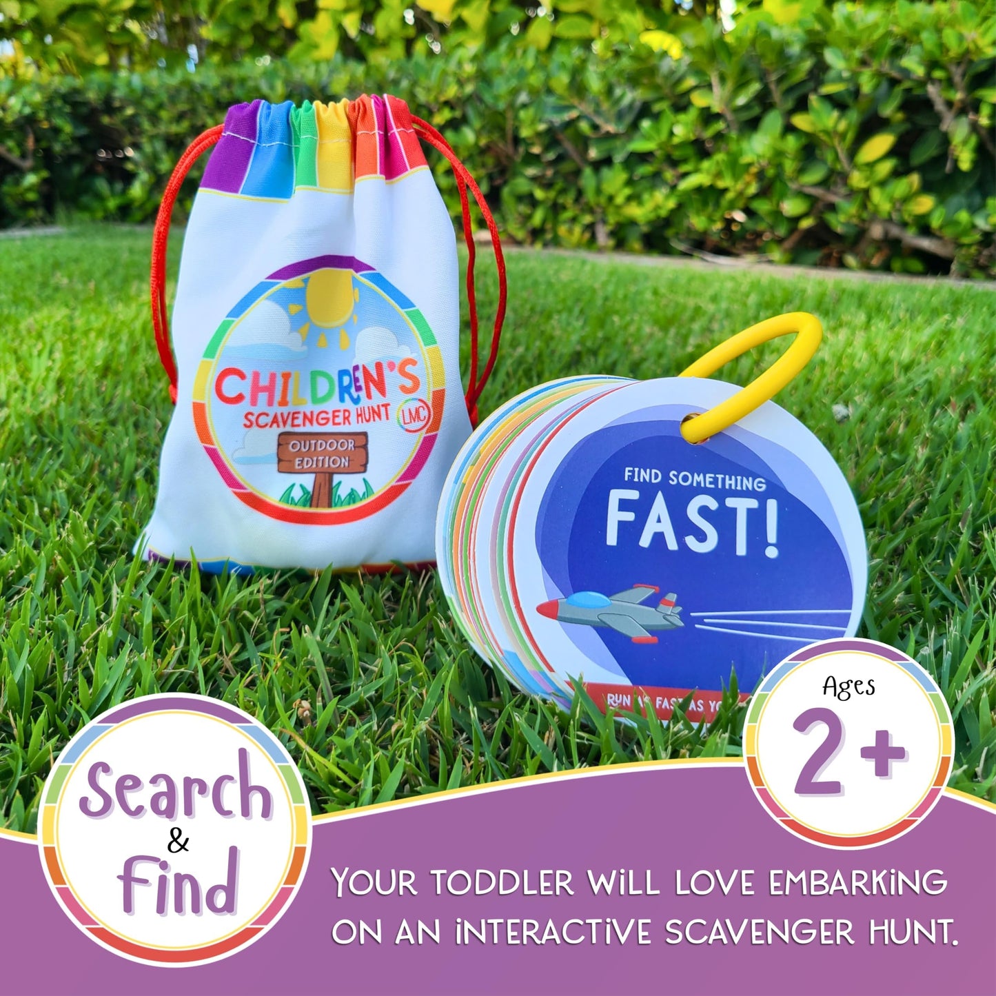 LMC Products Children's Scavenger Hunt Cards - Outdoor Edition for 2-3 Year Olds, Educational Games, Medium, Plastic