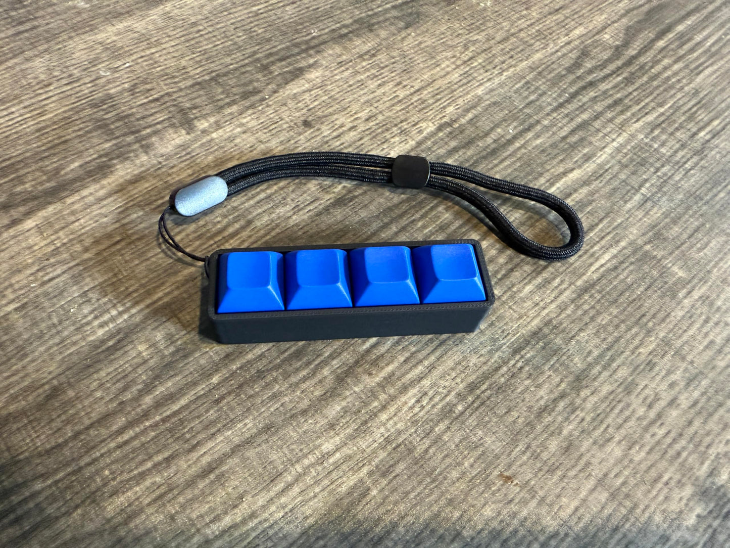 Four-Button Clicky Mechanical Switch Fidget Toy | Stim Toy, Stress Relief, Adhd (Black Base, Blue Keycaps)