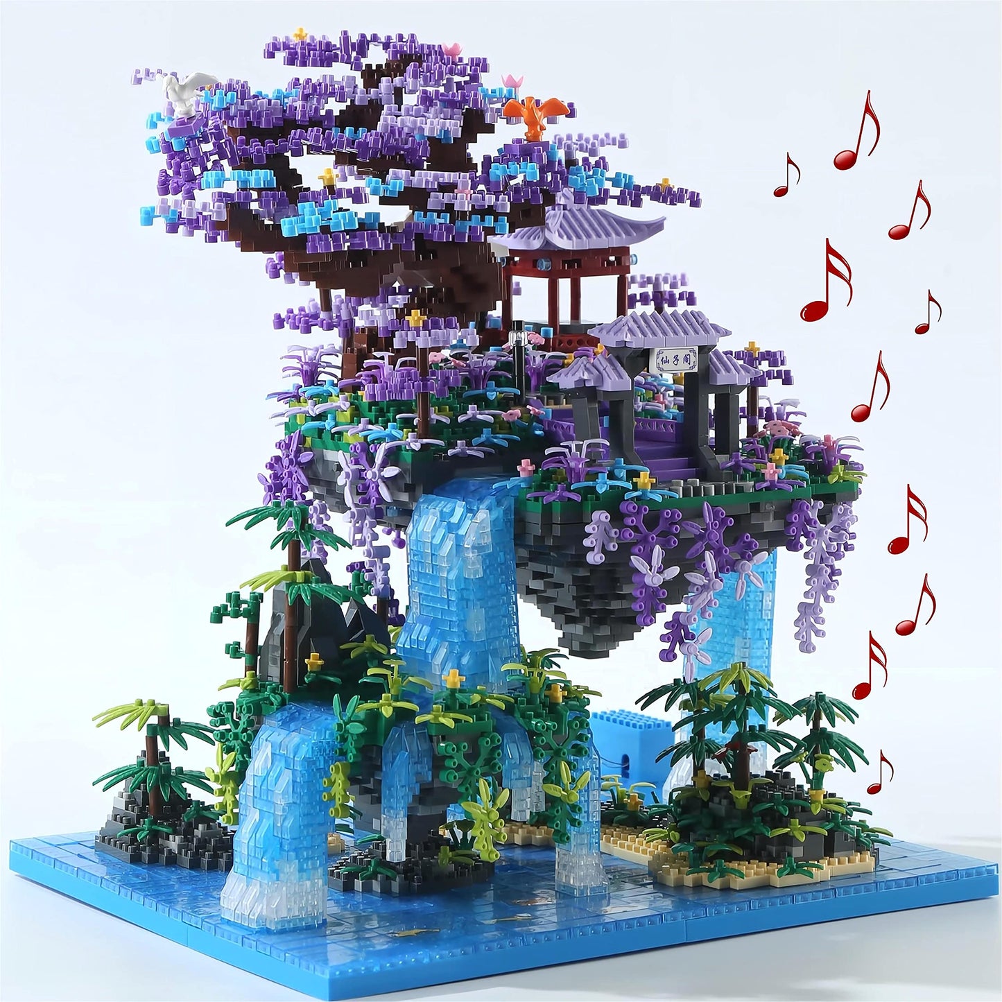 Yushinv Cherry Blossom Tree Building Set, 4574 Pcs, Symphony Model, Large Size, Plastic, Cherry Bonsai Tree Lights, Japanese Sakura House