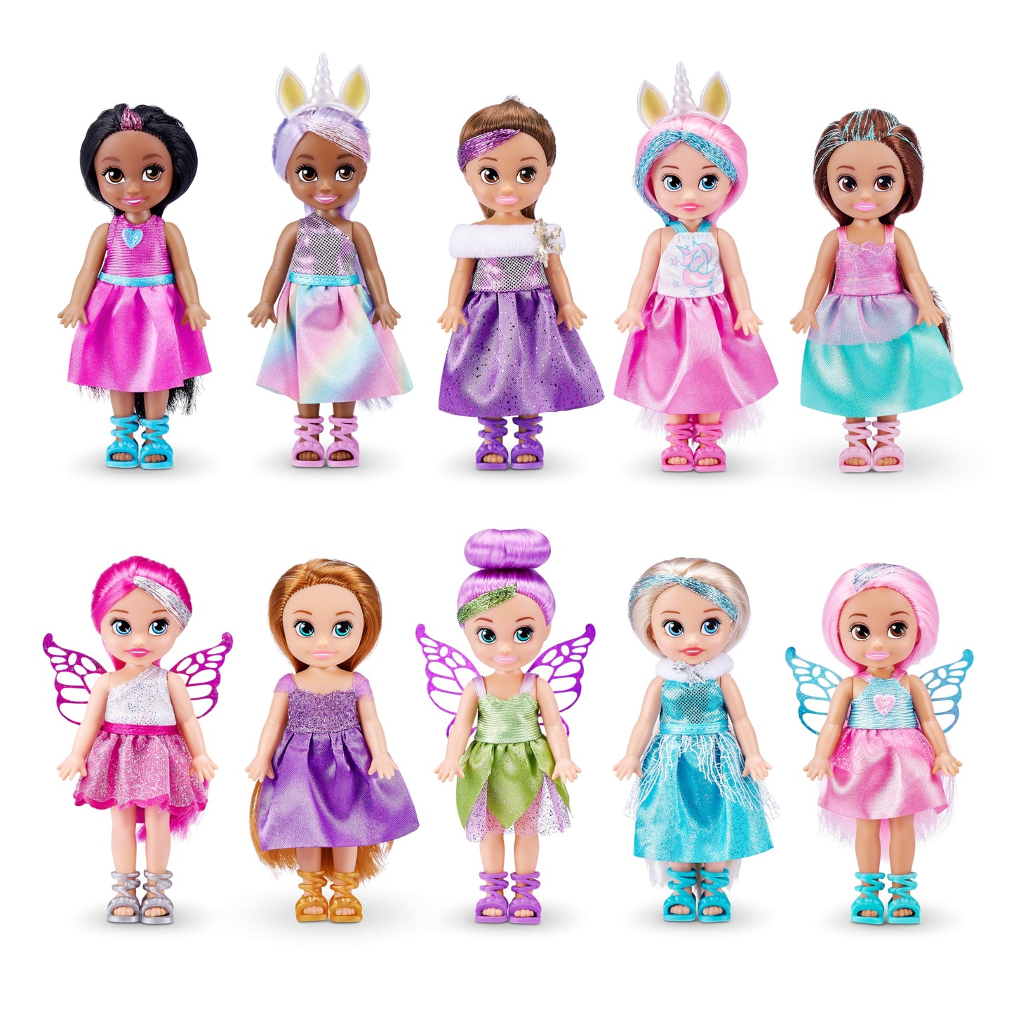 Sparkle Girlz-Dolls-4.7-Fantasy Little Friend Collection Set of 10 by ZURU, Perfect Girls for Kids 3 Years Old and Up