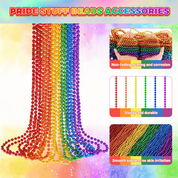 Yaxinrui 15 Pcs Pride Beads Necklaces, Lgbtq Pride Necklace Accessories Pride Beads Stuff Rainbow Bead Necklaces For Gay Lesbian