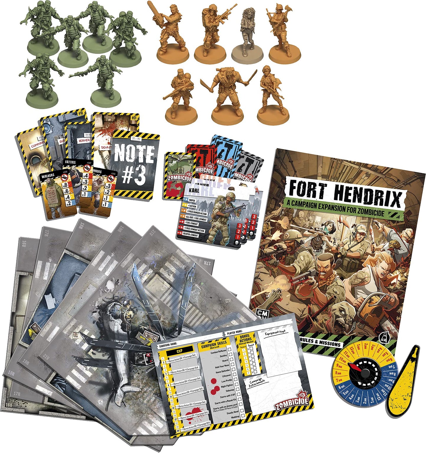 Zombicide 2Nd Edition Fort Hendrix Board Game Expansion - Military Base Mystery & New Challenges! Cooperative Tabletop Miniature