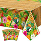 Frienda Tiki Tablecloth Tiki Decorations Luau Table Cover Hawaiian Party Plastic Table Cloth Disposable Tiki Totem Decor For Hawaii Beach Tropical Decoration Supplies Aloha (Modern Style, 6 Pieces)