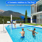 Pool Volleyball Net Set With Lights, Solar Powered Portable Outdoor Led Volleyball Net For Pool With 2 Glowing Balls,Pump And We