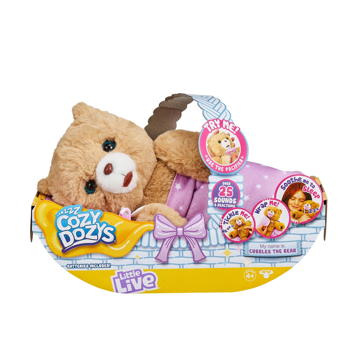 Little Live Pets Cozy Dozy Cubbles Bear - Interactive Stuffed Animal, 14.9 Inch, Multicolor, Over 25 Sounds & Reactions, Model 28847