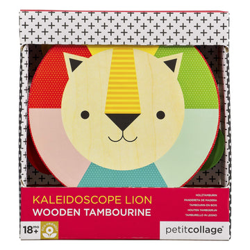 Petit Collage Kaleidoscope Lion Wooden Tambourine For Kids – Toy Musical Instrument For Ages 18+ Months – Activity Toy Made With Safe Materials – Makes A Great Gift Idea