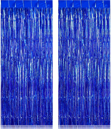 2 Pack Fringe Curtains Backdrops, Foil Fringe Curtains, Door Streamers for Birthday Wedding Bridal Shower Holiday Graduation Par
