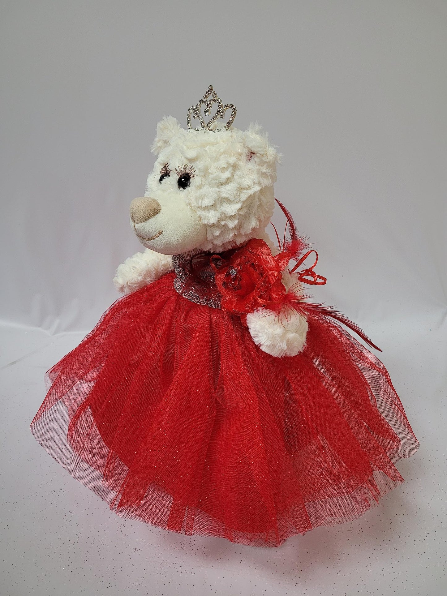 Kinnex Collections Since 1997 12'' Quince Anos Teddy Bear With Dress Embroidery Mis 15 Anos (Centerpiece) ~ B09631-14 (Red)