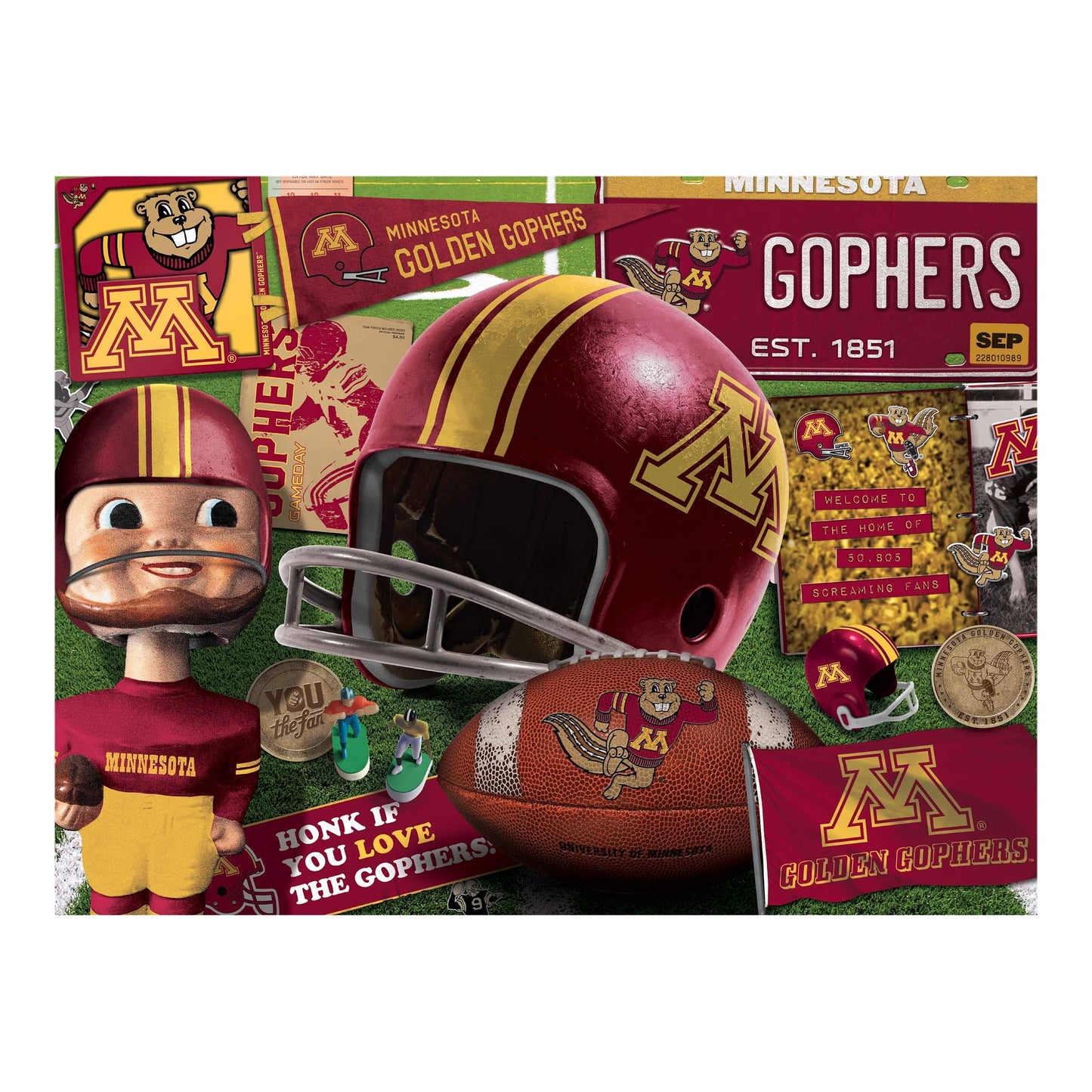 Youthefan Ncaa Minnesota Golden Gophers Retro Series Puzzle - 500 Pieces, Team Colors, Large