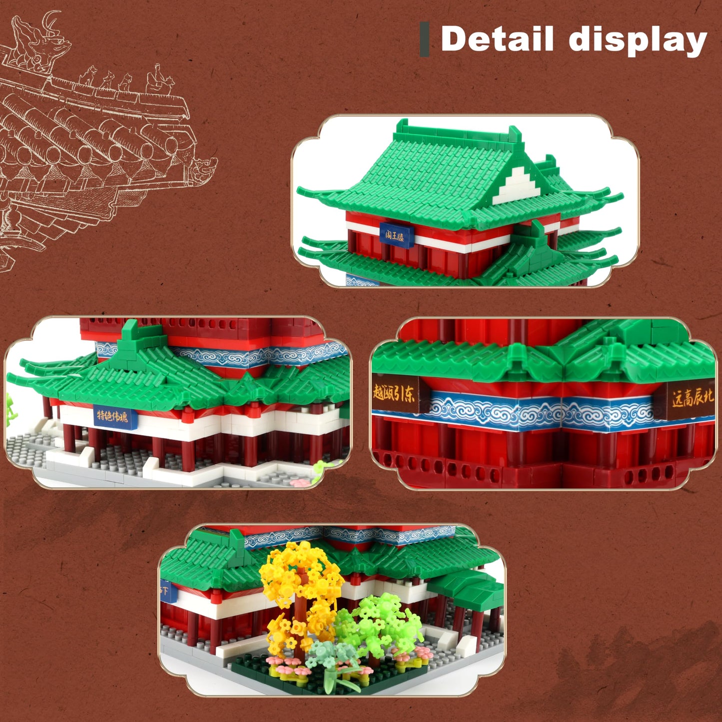 Cozymass Chinese Ancient Architecture Micro Building Blocks Set In Asian- Tengwang Pavilion Model Kit Toy Gift For Adults And Ki
