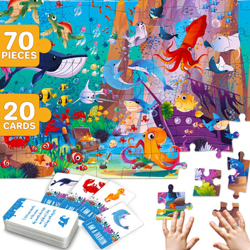 Quokka Search And Find Puzzles For Kids Ages 4-6 - Riddle Kids Puzzles 6-8 Years Old - 70 Unique Pcs | 20 Illustrated Guessing Cards | Engaging Children Themes - Ocean Puzzle Gift For Toddlers 3-5