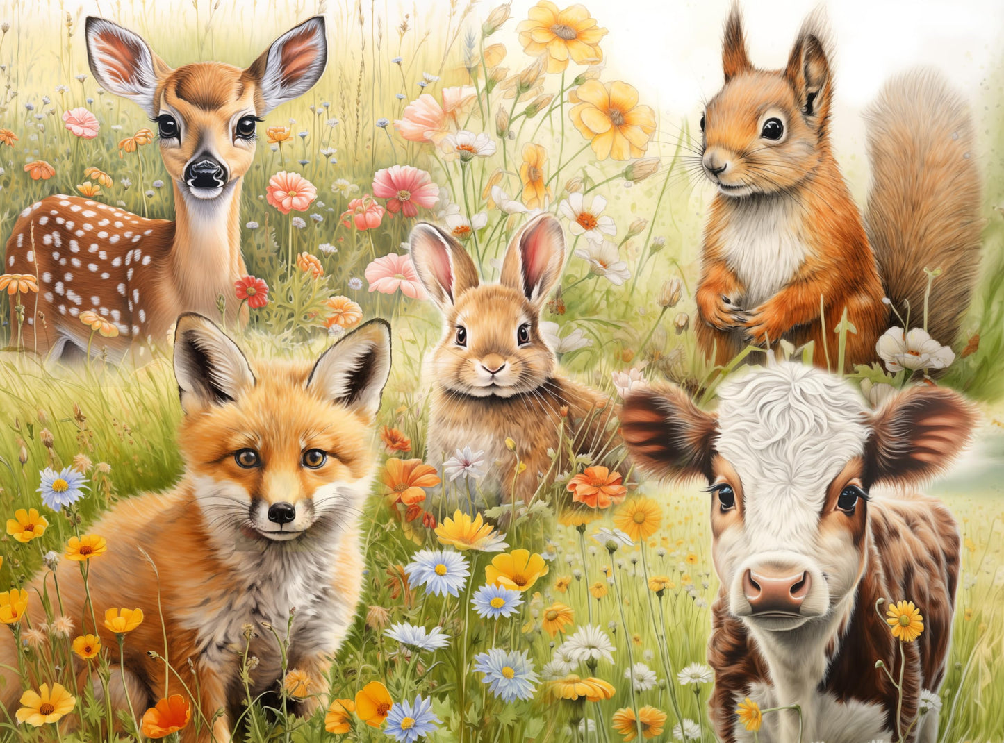 Prime Time Puzzles - Difficult 1000 Piece mature-themed Jigsaw Puzzle - Deer  Cow  Fox  Squirrel and Rabbit - Cute Animals - Hard  Challenging Puzzle Perfect for Game Nights - 20x27 inches