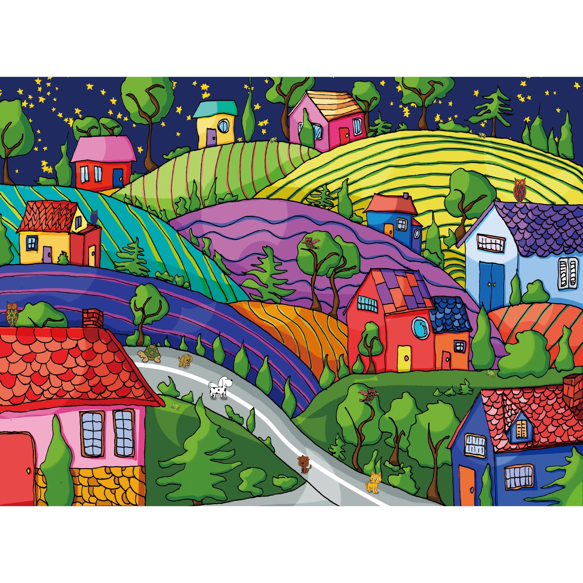 Lavievert Jigsaw Puzzle 500 Piece Puzzle For Adults And Kids - Village Under The Stars
