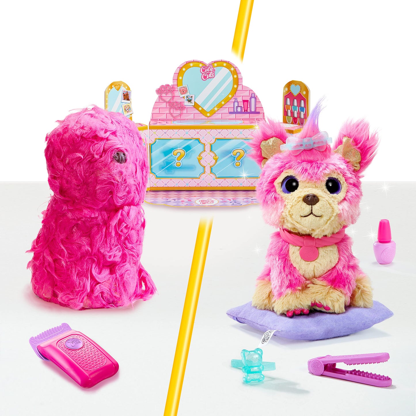 Little Live Pets Scruff-A-Luvs Cutie Cuts Plush Rescue Pet - Pink Puppy, Shave & Style, Model 30146, Multicolor