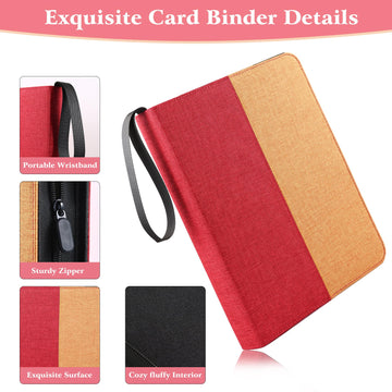 Wot I Trading Card Binder, 900 Pockets Collection Card Binder Sleeves With Polyester Fabric Cover&Zipper, Double Sided Pockets C