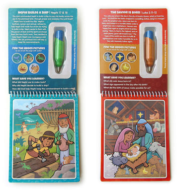 Kangatoys Water Reveal Coloring Scripture Books For Kids. 2 Pack Book Of Mormon And New Testament Bible Stories: Preschool, Elem