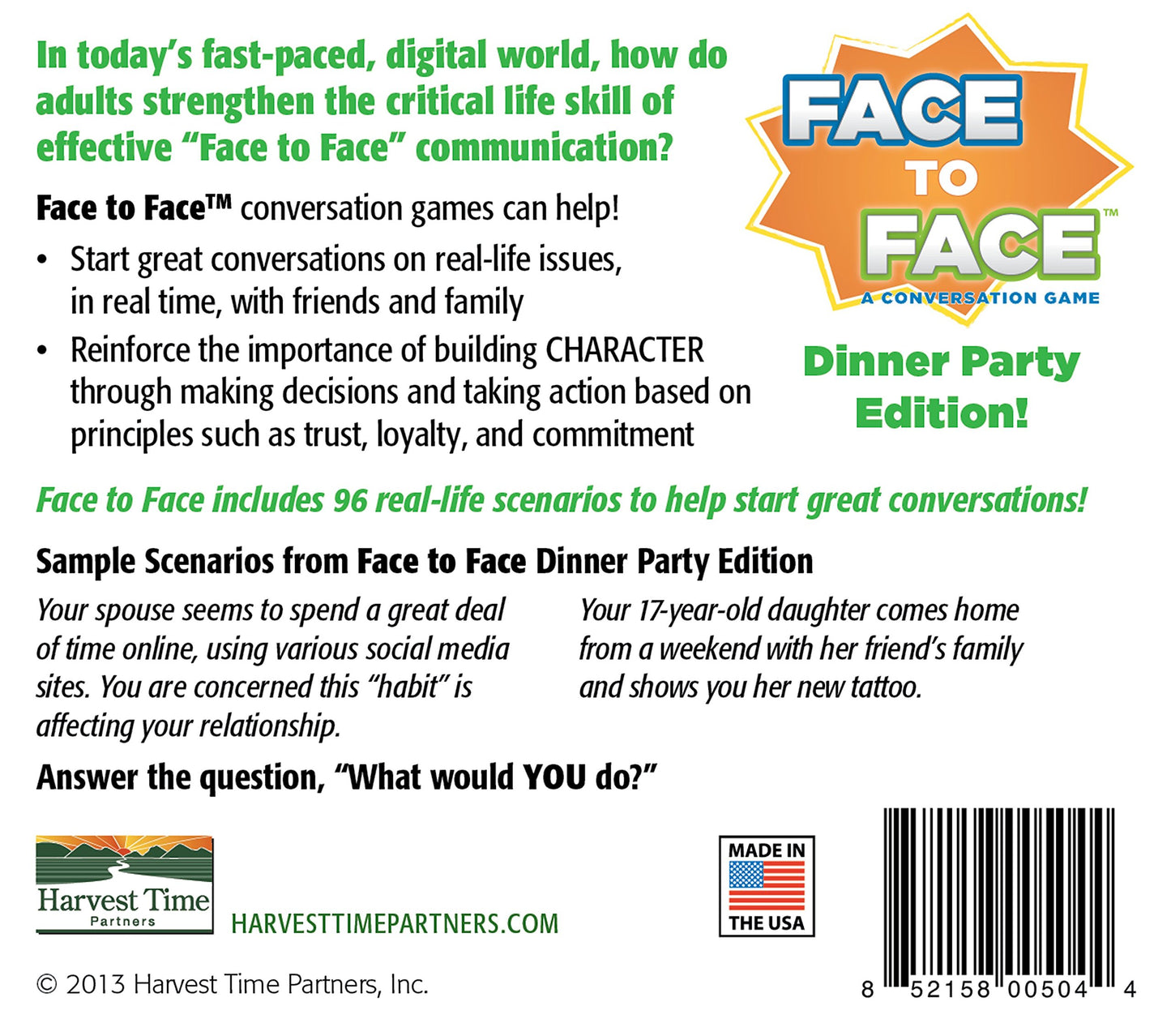 Face To Face Card Game (Dinner Party Edition) - Open Communication And Character Development, Ages 18 And Up