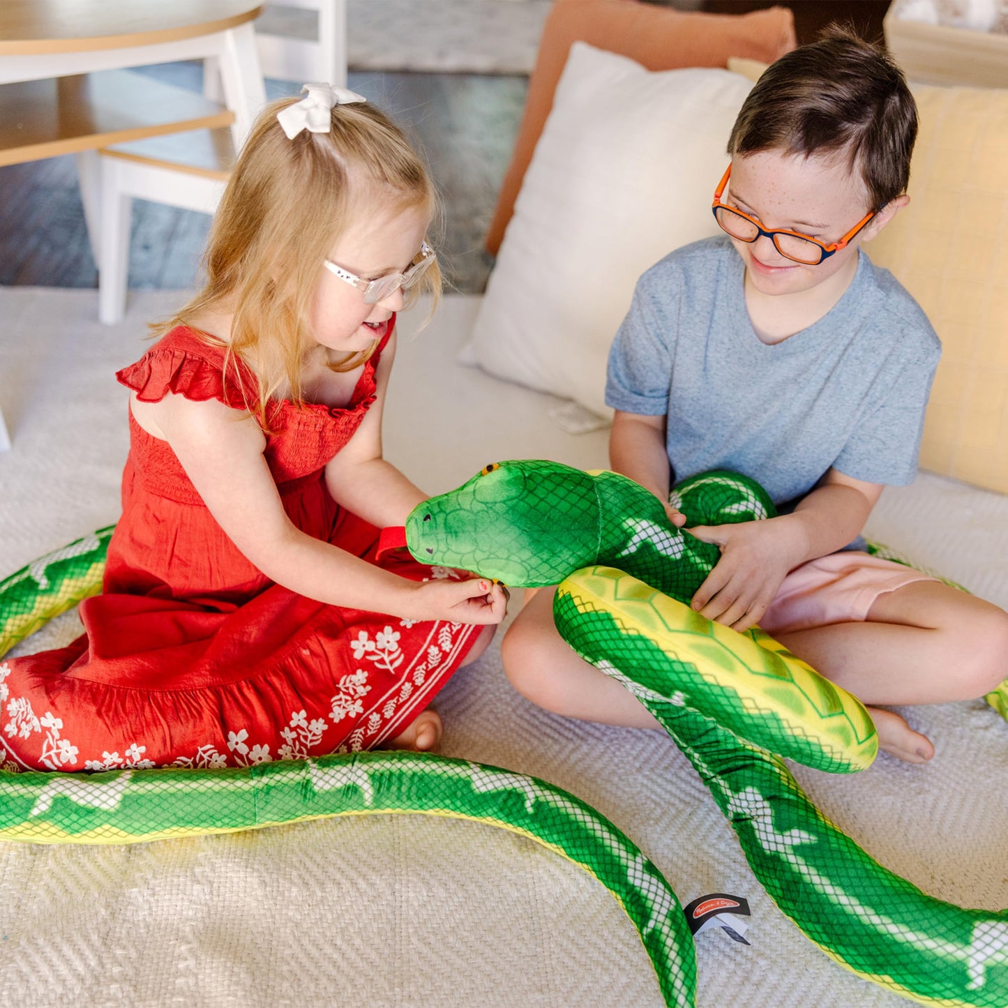 Melissa & Doug Giant Boa Constrictor Lifelike Stuffed Animal Snake, Green, 14+ Feet Long, Model 8841, Fabric