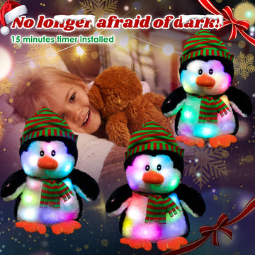 Cuteoy Penguin Led Stuffed Animal Light-Up Plush Birthday Christmas Plushies Toy Gifts For Kids Toddler Girls, 11'