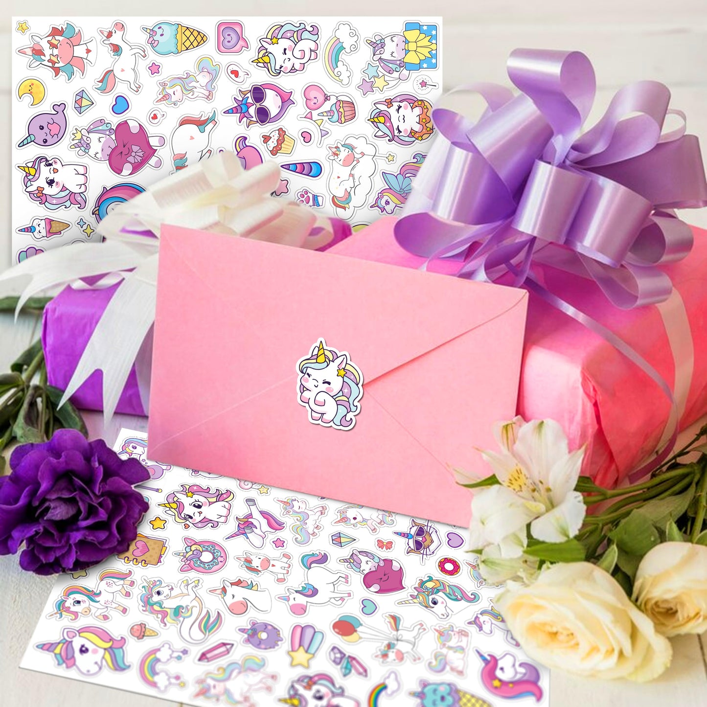 Linaye 24 Sheets Unicorn Stickers For Kids Girls, 1100 Pcs Cute Unicorn Stickers For Scrapbooking,Water Bottles,Envelopes,Gifts