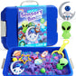 Klever Kits Outer Space Sensory Bin For Toddlers With Glow In The Dark Alien And Rocks, Sandbox With Lid Dual-Color Sand, Presch