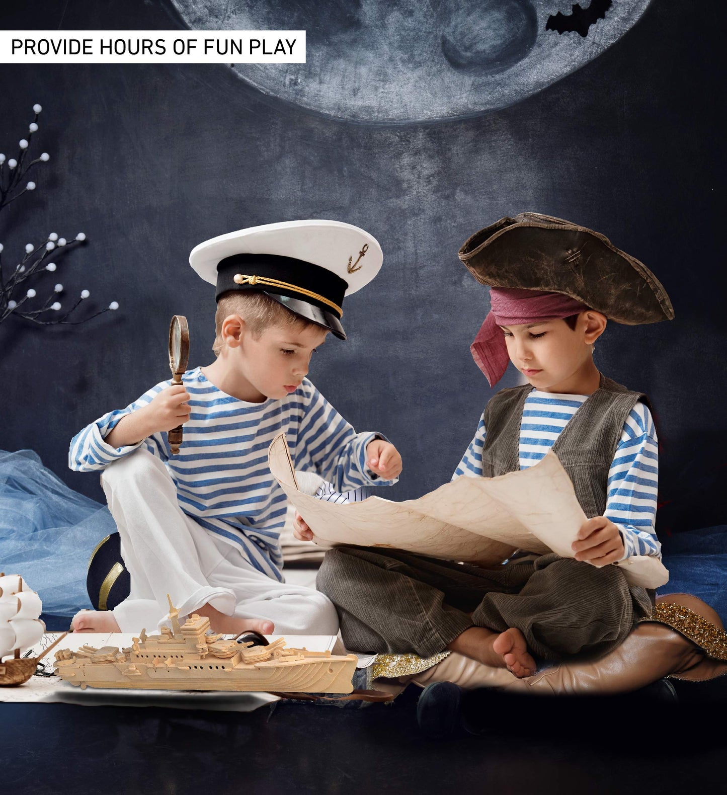 Puzzled 3D Puzzle Navy Ship Model Kit - 122 Pieces Natural Wood Educational DIY Toy
